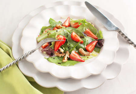 Green salad with strawberryの写真素材