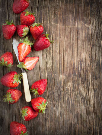 Strawberry on Wooden の写真素材