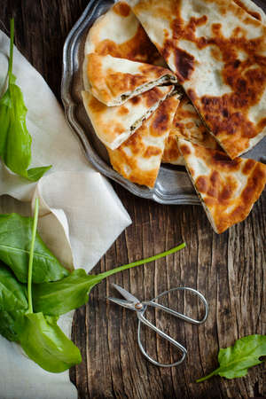 Homemade Flatbread with sorrelの写真素材