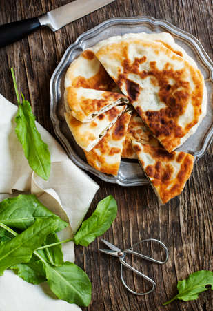 Homemade Flatbread with sorrelの写真素材
