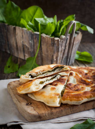 Homemade Flatbread with sorrelの写真素材