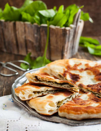 Homemade Flatbread with sorrelの写真素材
