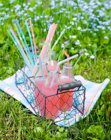 Lemonade with raspberry  Selective focusの写真素材