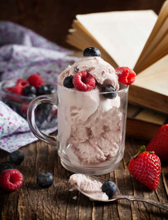 Mixed Berry ice cream  Frozen yogurtの写真素材