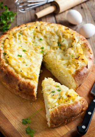Cabbage and eggs pieの写真素材