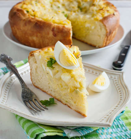 Cabbage and eggs pieの写真素材