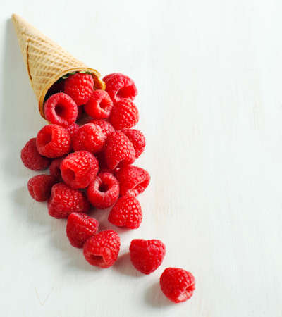 Raspberry in sugar cone