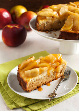 Caramel apple cheesecake pieの写真素材