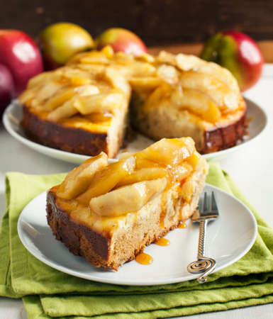 Caramel apple cheesecake pieの写真素材