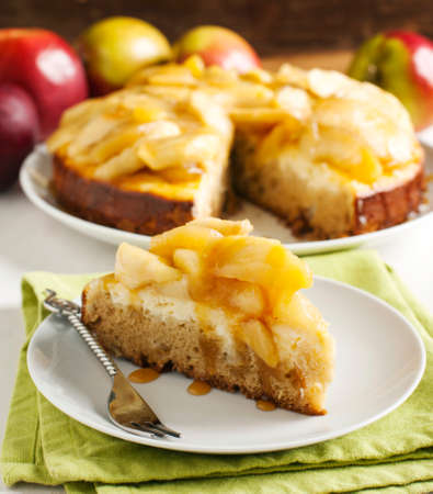 Caramel apple cheesecake pieの写真素材
