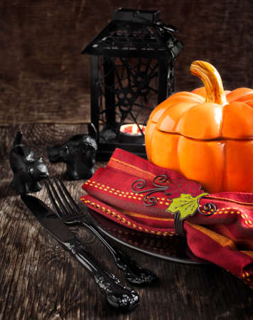Halloween table settingの写真素材