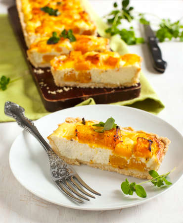 Pumpkin tart with ricottaの写真素材