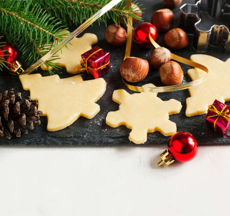 Baking Christmas cookiesの写真素材