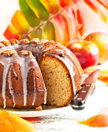 Bundt Banana Cake with pecansの写真素材