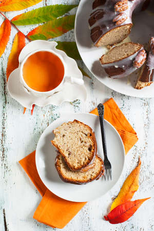 Bundt Banana Cake with pecansの写真素材