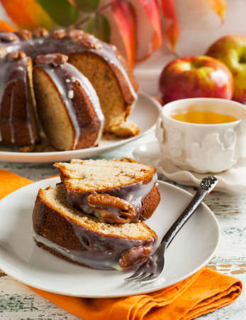 Banana Bundt Cake with pecansの写真素材