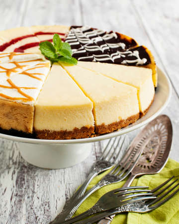 Different slices of cheesecakeの写真素材
