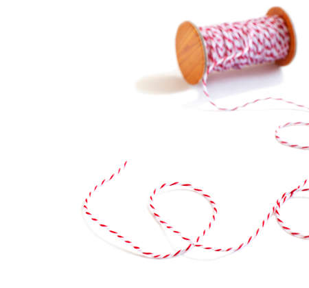 Christmas ribbon isolated on white backgroundの写真素材