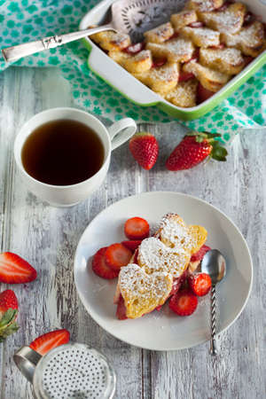 Baked French Toast with strawberryの写真素材