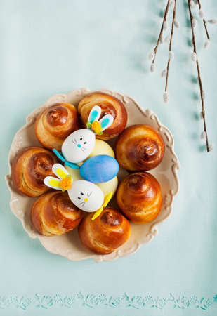 Easter Sweet Bread Wreathの写真素材