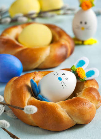 Easter Small Sweet Bread Wreathの写真素材