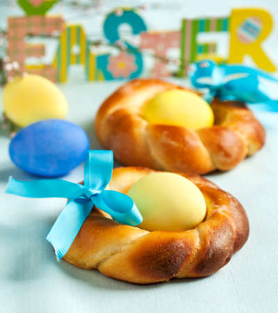 Easter Small Sweet Bread Wreathの写真素材