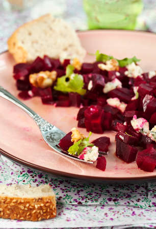 Beetroot Salad with blue cheese and walnutsの写真素材
