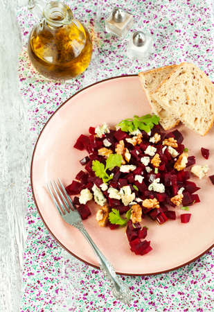 Beetroot Salad with blue cheese and walnutsの写真素材