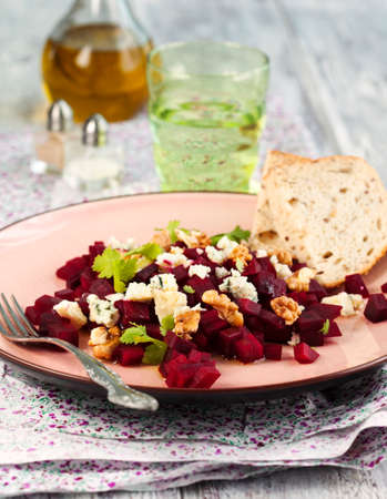 Beetroot Salad with blue cheese and walnutsの写真素材