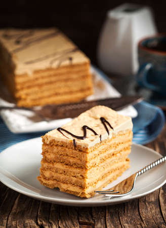 Honey cake with cream of condensed milk