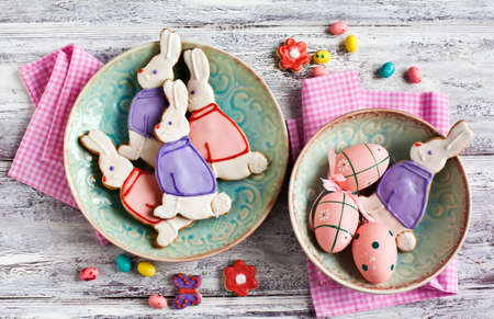 Easter bunny cookies. Shortbread cookies.の写真素材