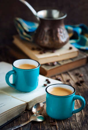 Cup of coffee. Coffee Espresso. Toned imageの写真素材