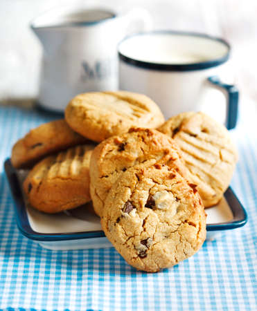 Peanut butter cookies with chocolate chipsの写真素材