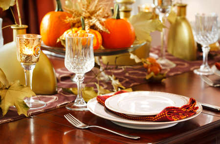 Thanksgiving table settingの写真素材