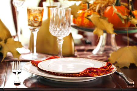 Thanksgiving table settingの写真素材