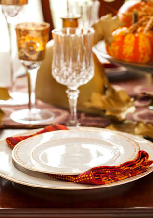 Thanksgiving table settingの写真素材