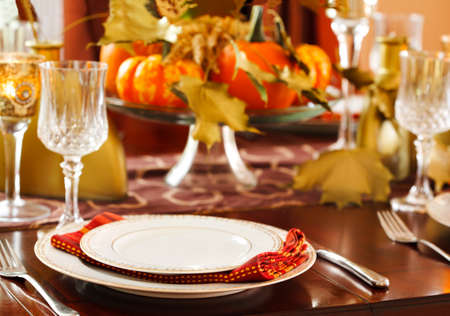Thanksgiving table settingの写真素材