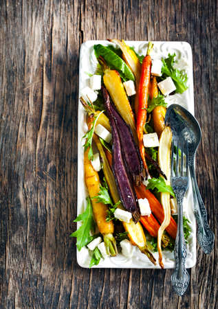 Baked Heirloom Carrot salad with Feta.の写真素材
