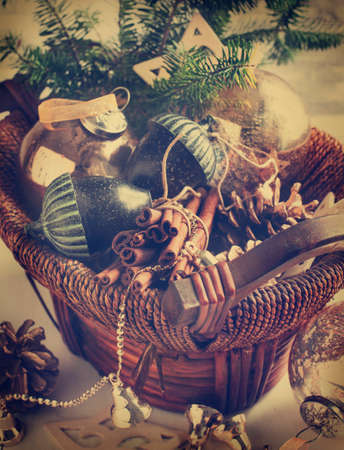 Vintage Christmas Decoration. Toned image