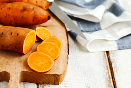 Raw sweet potatoesの写真素材