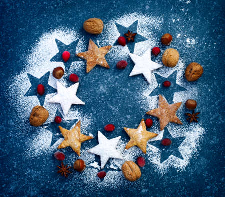 Christmas cookies wreathの写真素材