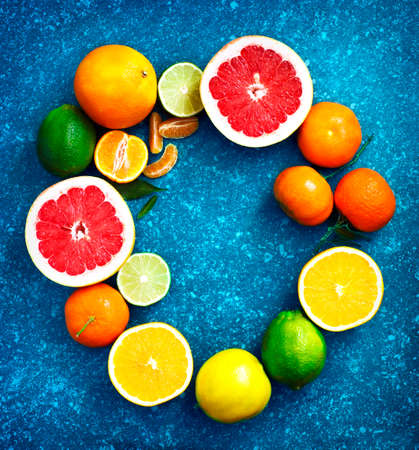 Fresh assorted citrus fruitsの写真素材