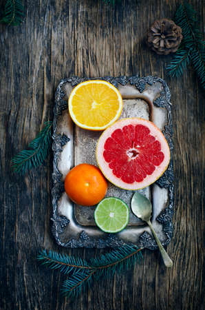 Fresh assorted citrus fruitsの写真素材