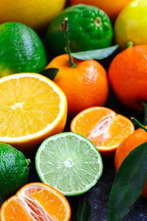 Fresh assorted citrus fruitsの写真素材