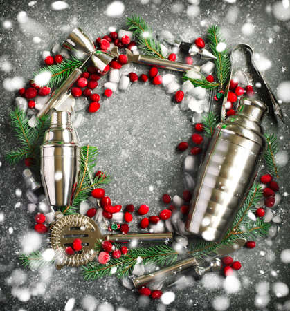 Set of bar in the form of a Christmas wreathの写真素材