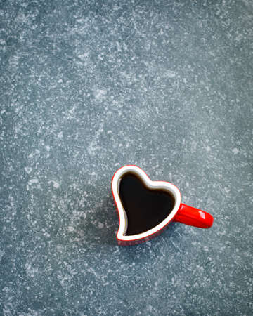 Heart shaped cup of tea. Valentines day concept. Top viewの写真素材