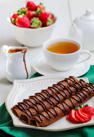 Chocolate crepes の写真素材