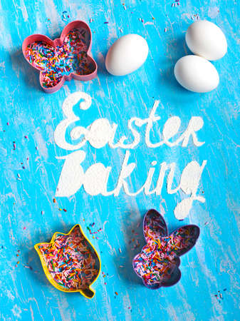 Easter baking. Food ingredient for cookiesの写真素材