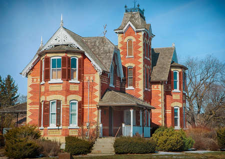 Township of King, ON, Canada - February 20, 2017: Hambly House - important landmark in Nobleton and the Township of King, Ontario, Canadaのeditorial素材