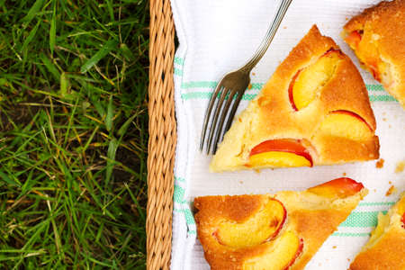 Peach cake pastryの写真素材